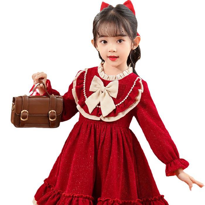 Vestido de Princesa Outono 2023: Roupa Elegante e Moderna para Meninas de Um Ano