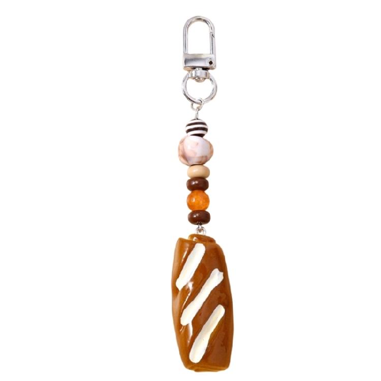 Bread Shaped Keyring Realistic Food Charm Fashionable Key Holder Fun Decoration For Backpacks Handbag
