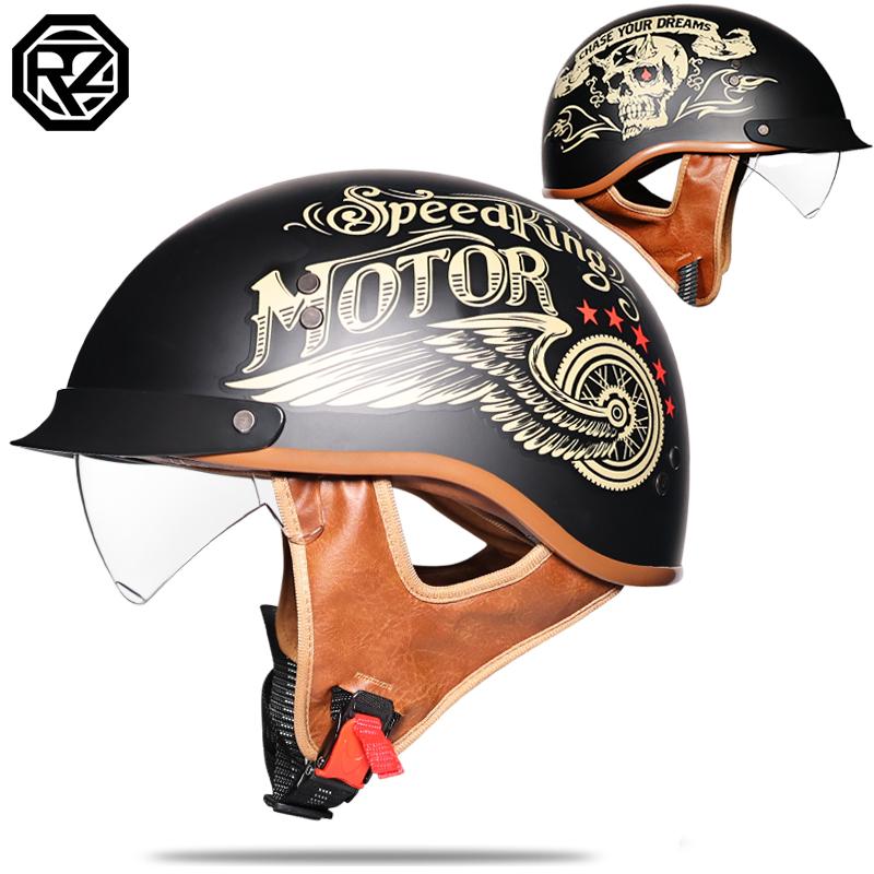 Motorcycle Helmet Retro German Classic Moto Helmet Casco Moto Half Helmet DOT Certification Capacete De Moto With HD Visors