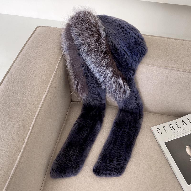 Winter Hat for Women Snow Hat, Women's Double-sided Thickened Scarf, Hat, Integrated Winter Warm Fox Hair Headhat