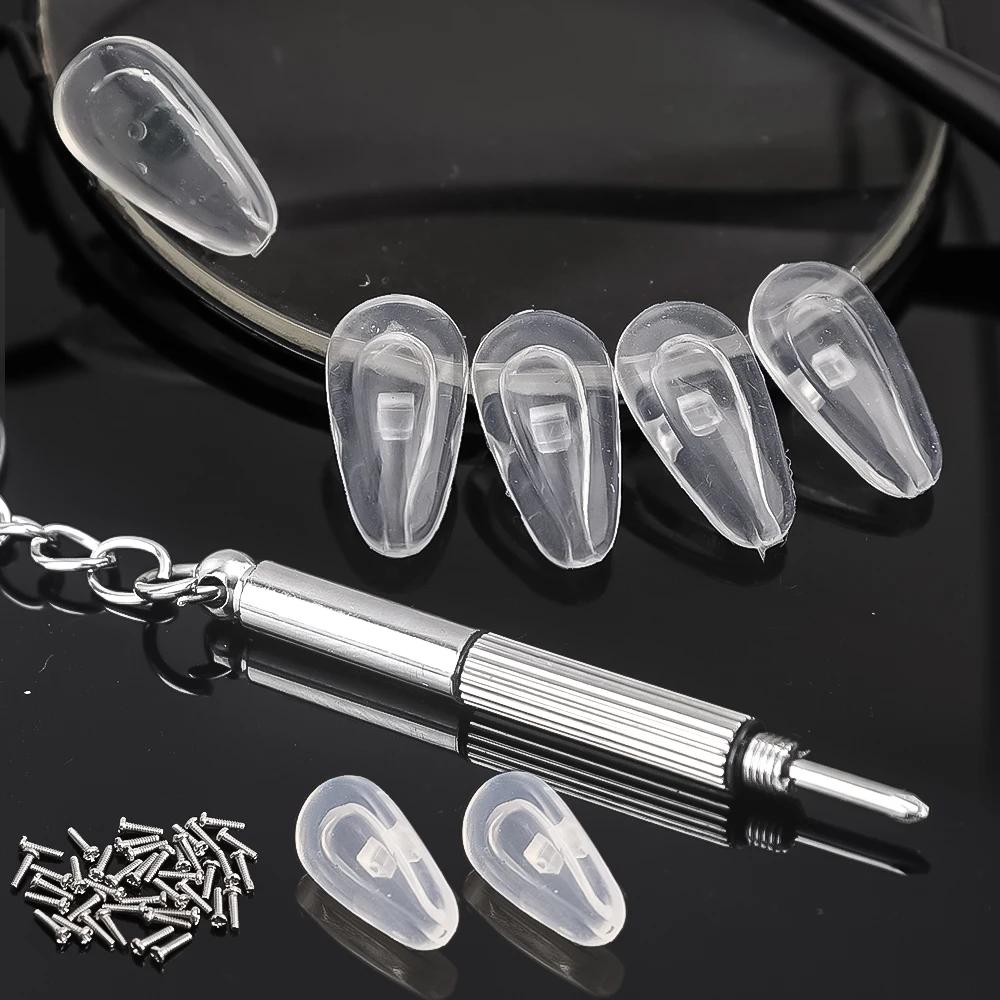 20Pcs/Set Silicone Glasses Nose Pad Airbag Soft Air Non-Slip Air Cushion Boles with Screws Screwdrivers Eyeglasses Accessories