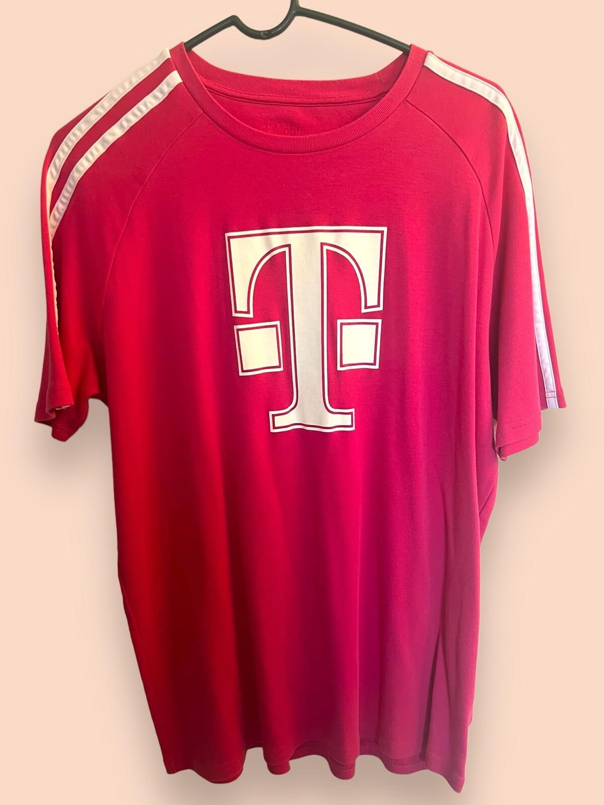 T-Mobile T-Shirt Tee Unisex Pink Striped Employee Uniform Workwear Shirt Large S
