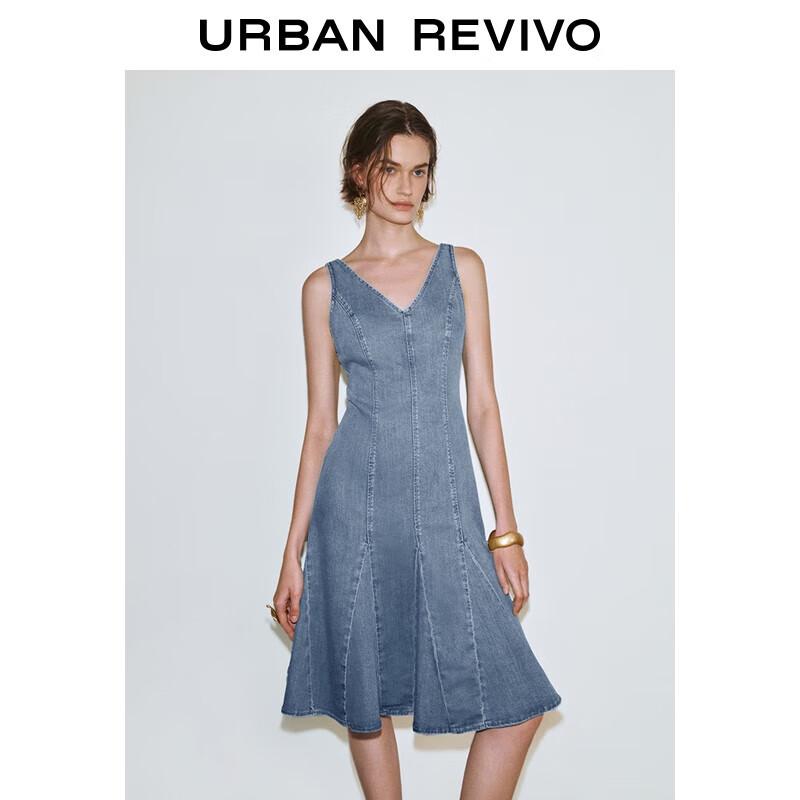 

UR 2025 Women s Retro V-Neck Denim Dress XS