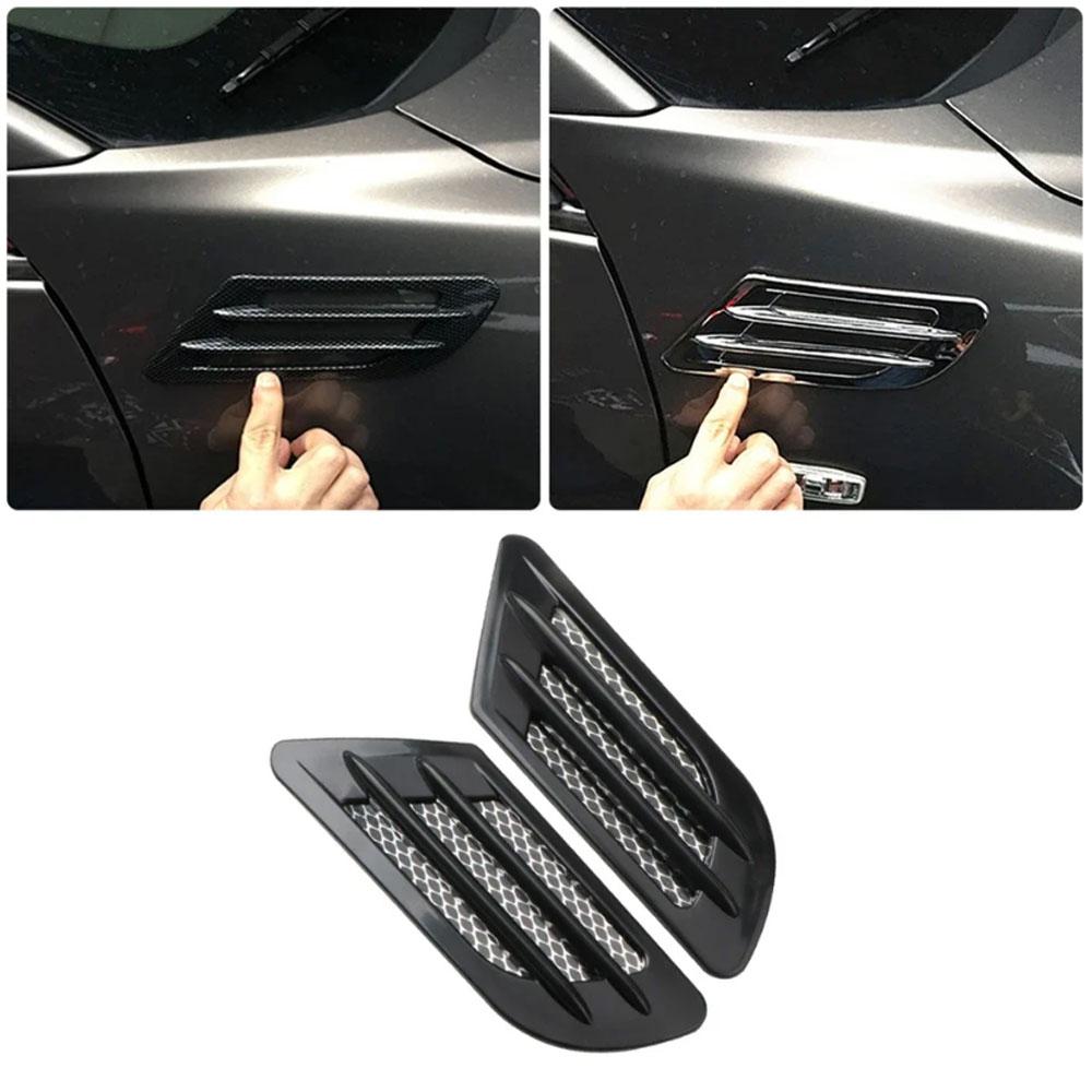 2Pcs Auto Seite Air Flow Vent für Fender Loch Abdeckung Intake Grille Kanal Dekoration ABS Kunststoff Aufkleber Auto Zubehör außen