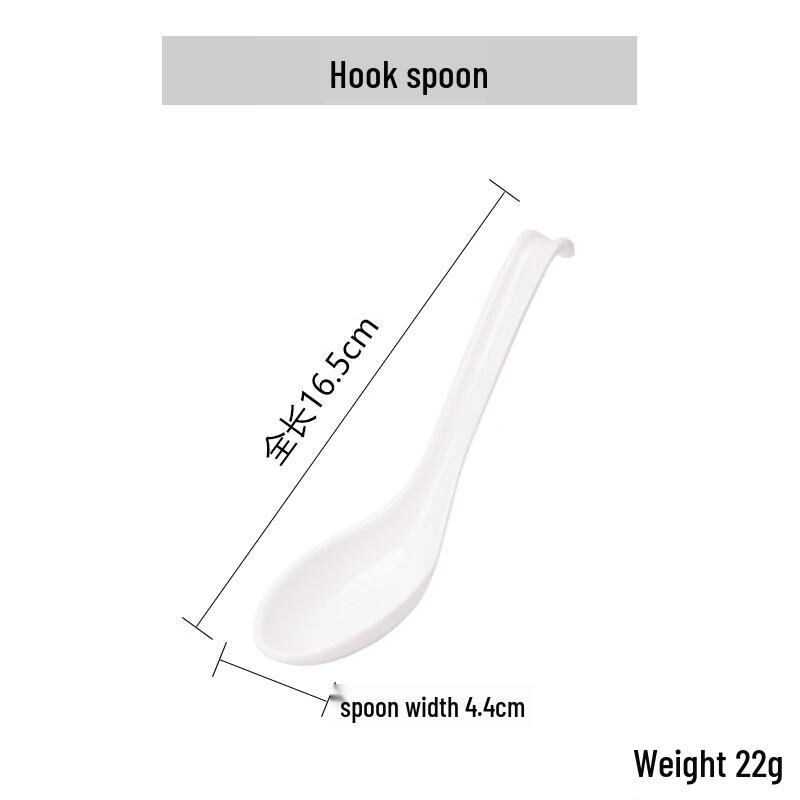 White Melamine Curved Hook Soup Spoons - 20 Pack