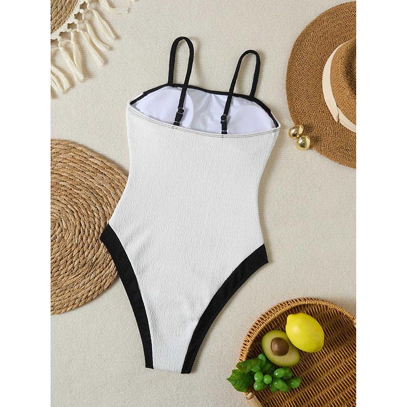 Sexy Frauen Einteiliger Badeanzug Weibliche Bademode Badeanzug Beachwear Hohe Taille Patchwork Badeanzug