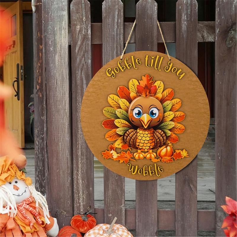 Harvest Themed Turkey Front Door Sign Seasonal Plywood Decoration for Entryway Stylish Thanksgiving Party Supplies
