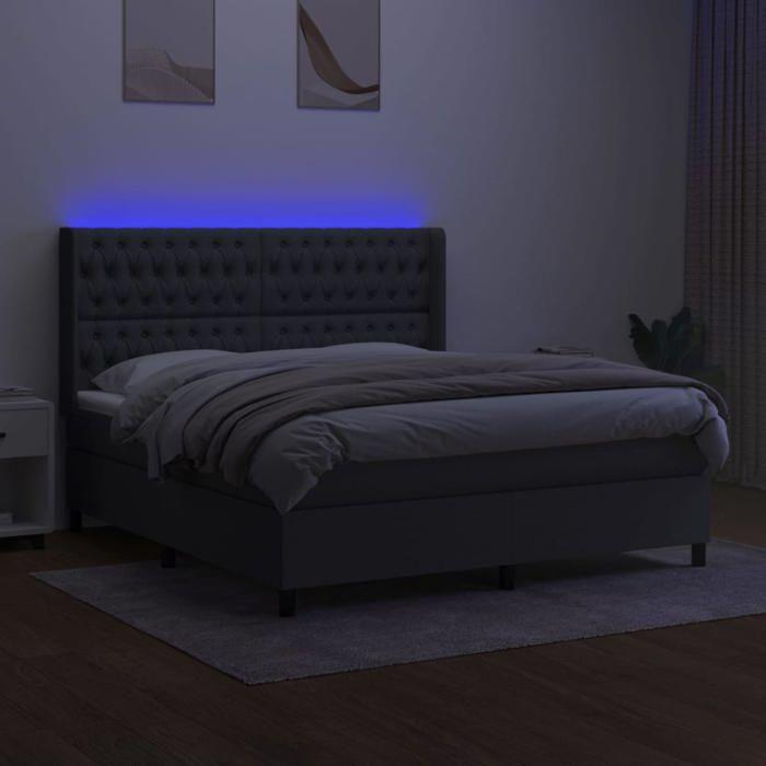 VidaXL Sommier à Lattes de Lit avec Matelas et LED, Lit Rembourré, Lit Double, Lit Adulte de Chambre à Coucher Intérieur, 3138566