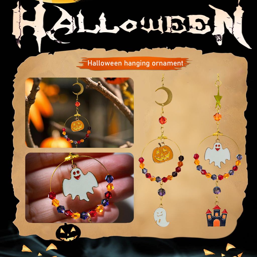 Halloween Pumpkin Party Hanging Ornaments Catcher Crystal Wind Chime Crafts Decoration