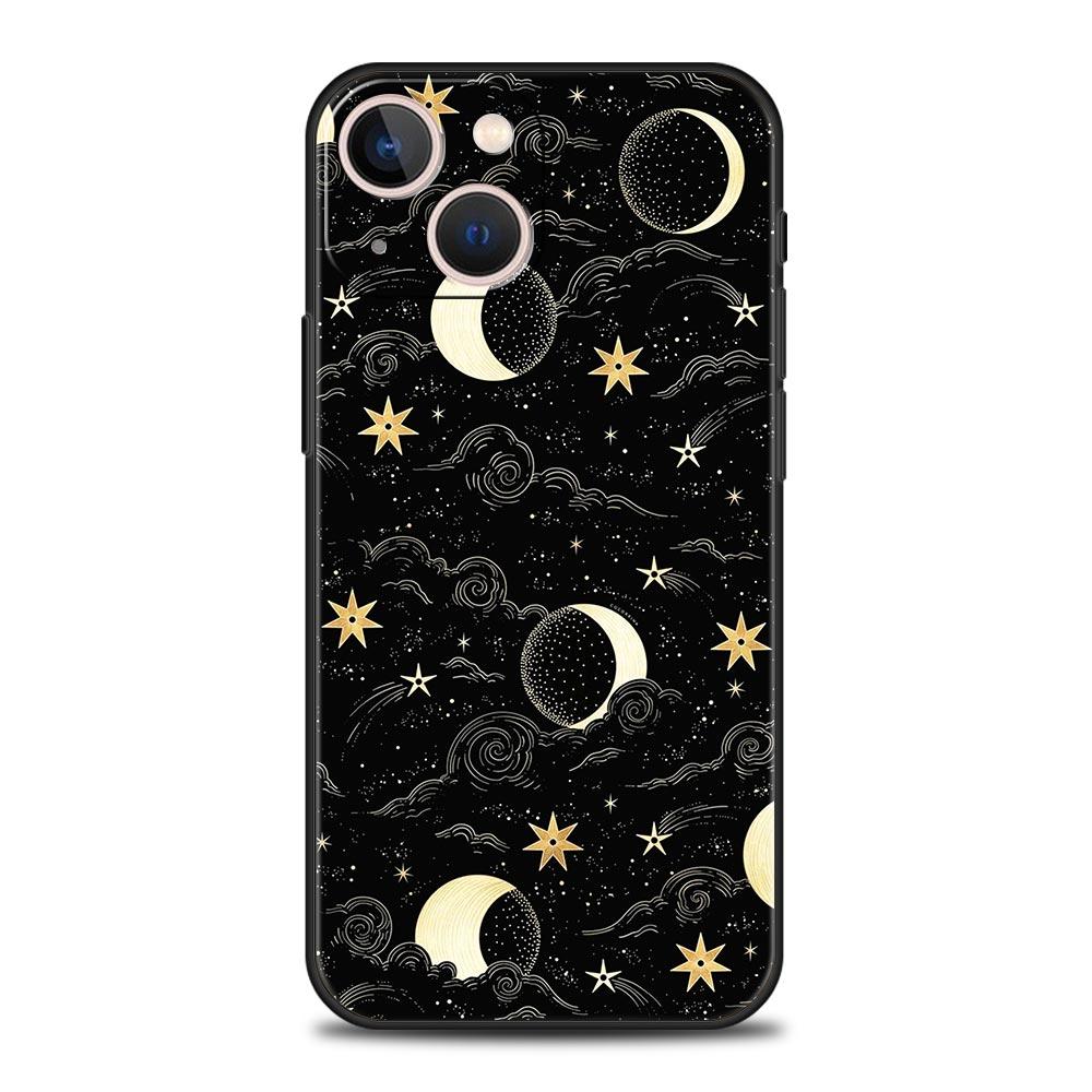 Funny Sun Moon Angel Eyes Luxury Phone Case For iPhone 11 14 15 Pro MAX 12 13 Mini 7 8 Plus X XR XS SE Shockproof Cover Funda