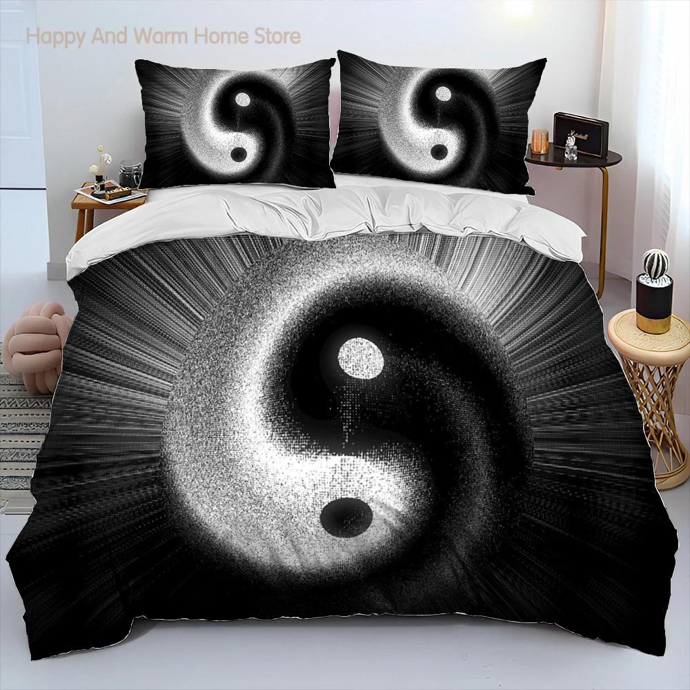 3D Kinesisk Tai Chi Bagua Yin Yang Sängkläder Set, Påslakan Sängset Täcke Örngott, King Queen Size Sängkläder Set Vuxna Pojkar