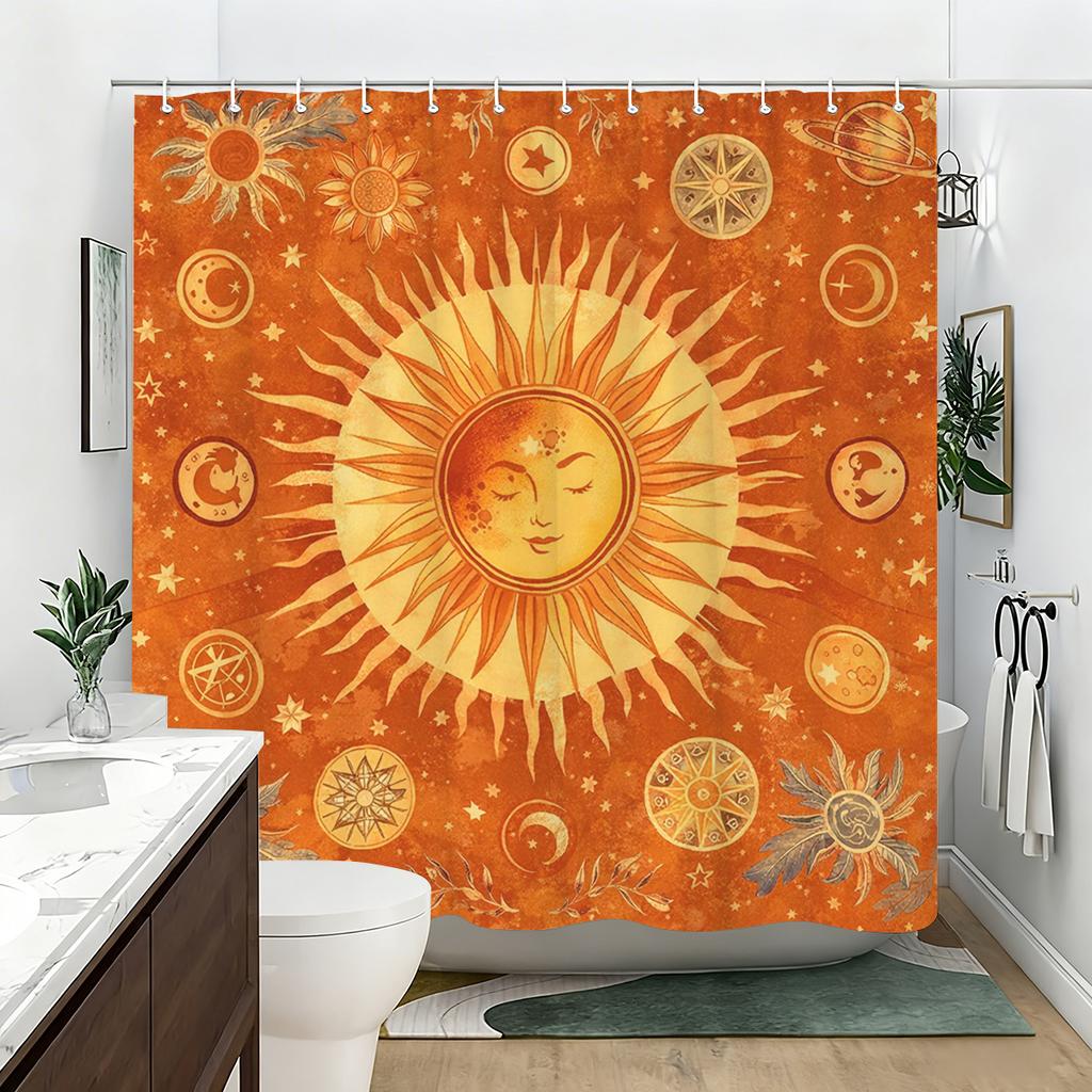 Vibrant Art Pattern Polyester Shower Curtain - Stylish Bathroom Decor, Unique Printed Bath Curtain For Home Bathroom