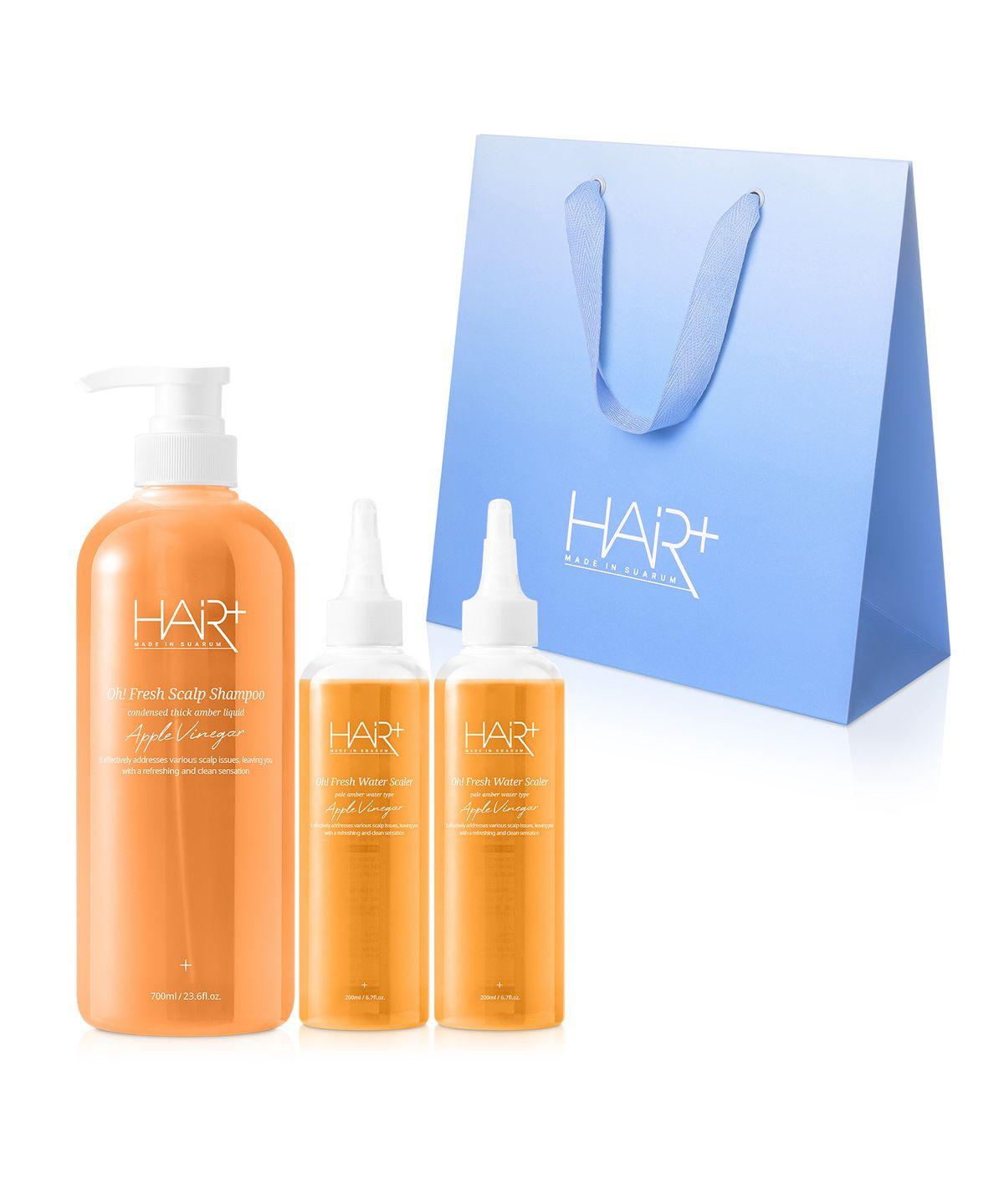 Offresh Apple Vinegar Hair Vinegar Exfoliating Dandruff Shampoo Scalp Scaling Clinic Gift Set (Functional for Hair Loss Relief)
