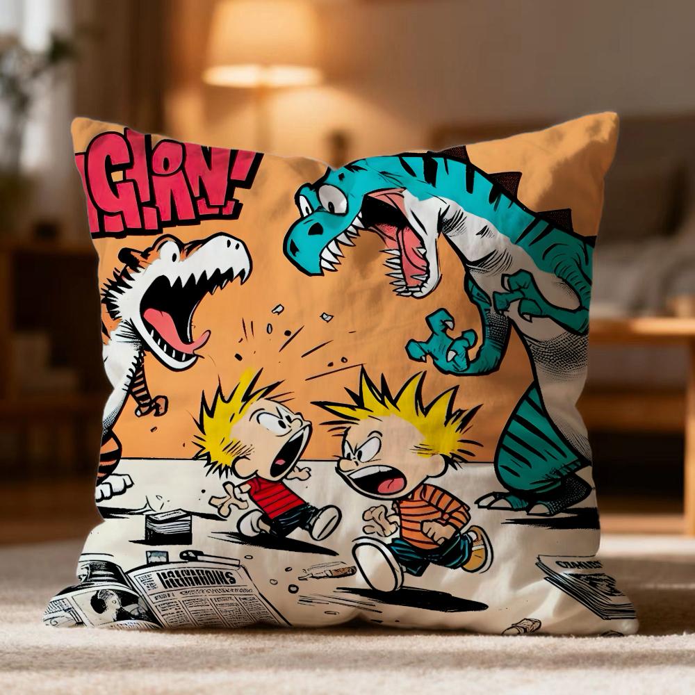 Hot CCalvin and Hobbeses Cushion Cover Soft Washable Pillow Case Multi-Scene for Couch Bed Travel Office Use