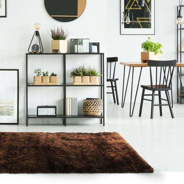 Tapis à poils longs chocolat 190x200