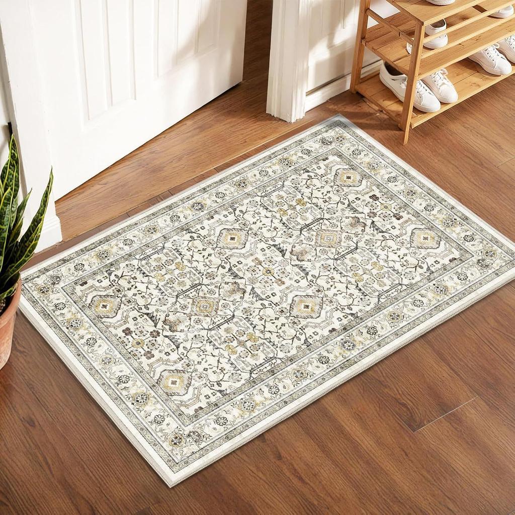 Persian Floor Mat Bathroom Dirt Resistant Floor Mat Easy To Maintain Door Mat for Entrance Foyer