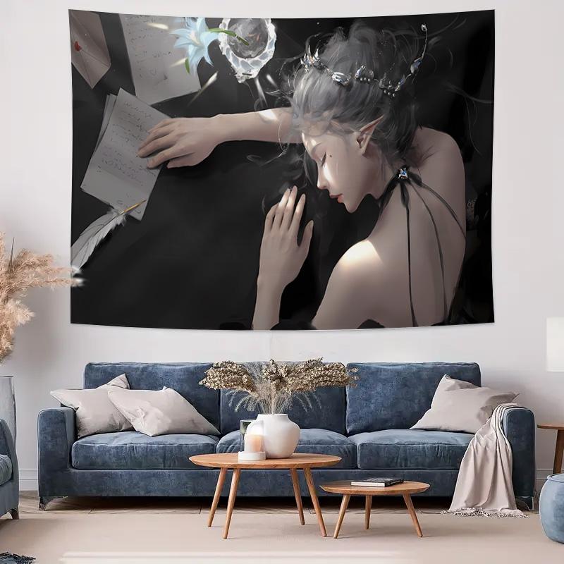 Fantasy Fairy Wall Art  Ethereal and Modern Decorative Tapestry