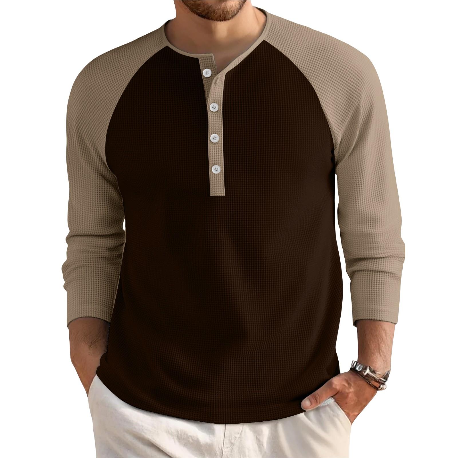 

Мужской свободный повседневный топ с длинным рукавом и воротником на пуговицах XXXL