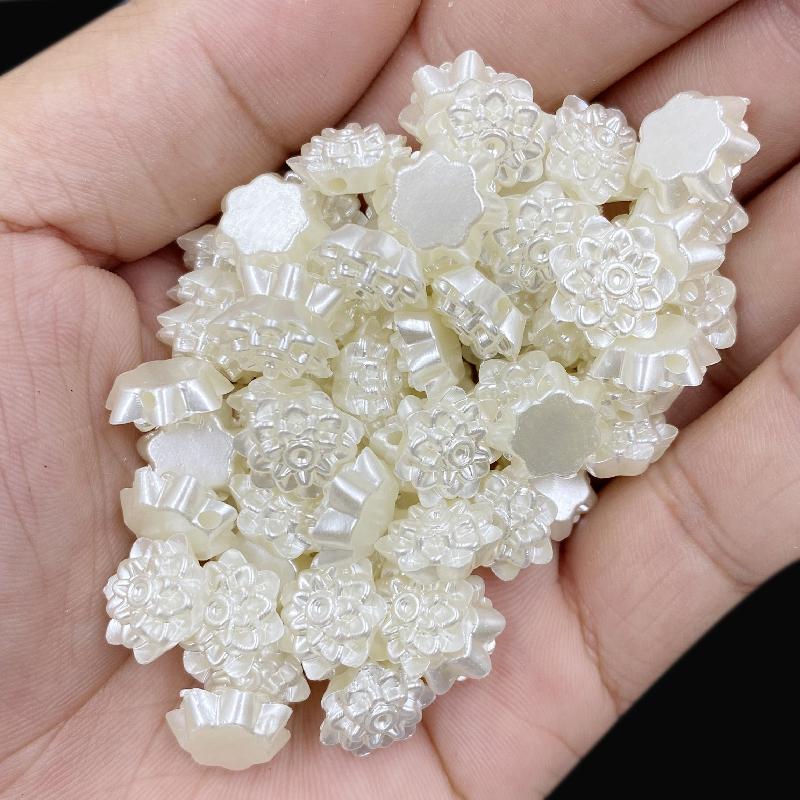 For Jewelry Makings Finding Charms Loose Beads Pendant DIY Crafts 5-50Pcs Beige Flower Necklace Bracelet  Accessories