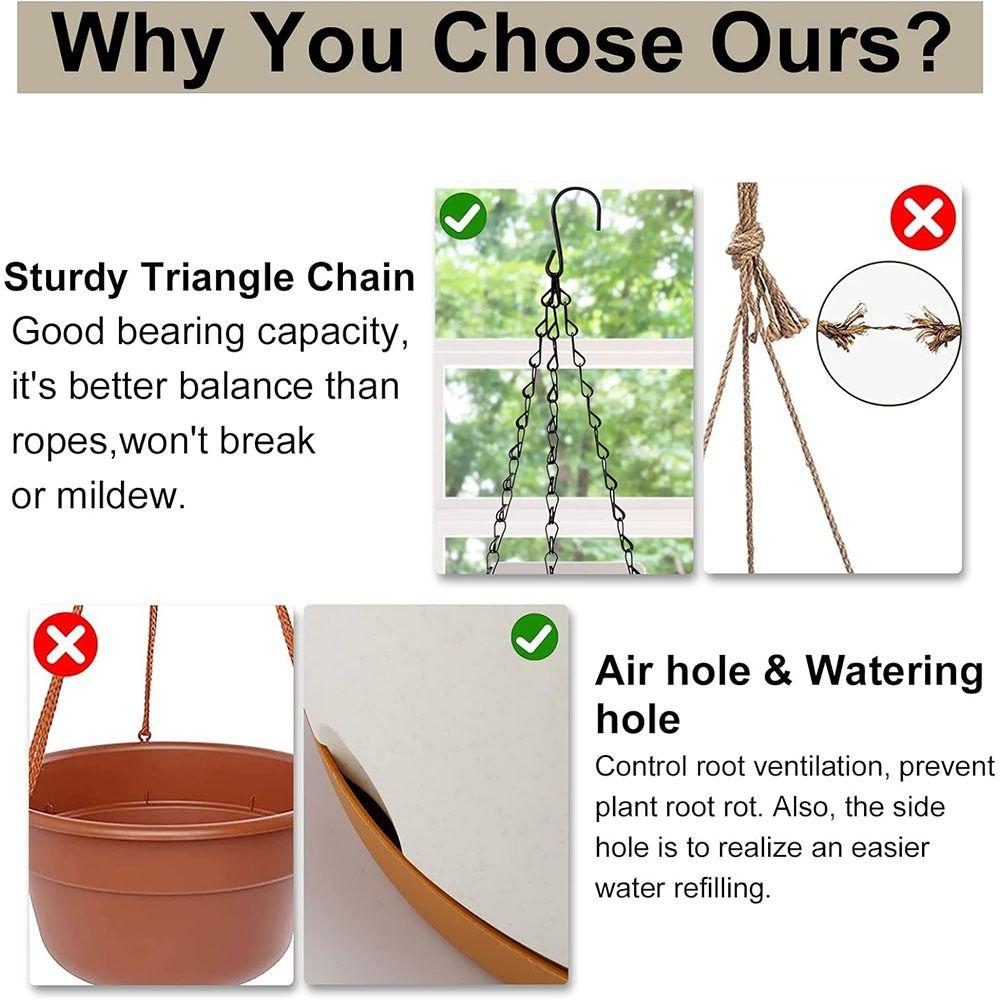 Hanging Chain Plant Pot Hydroponic Baskets Flower Pots Self-Watering Hanging Planters Outdoor