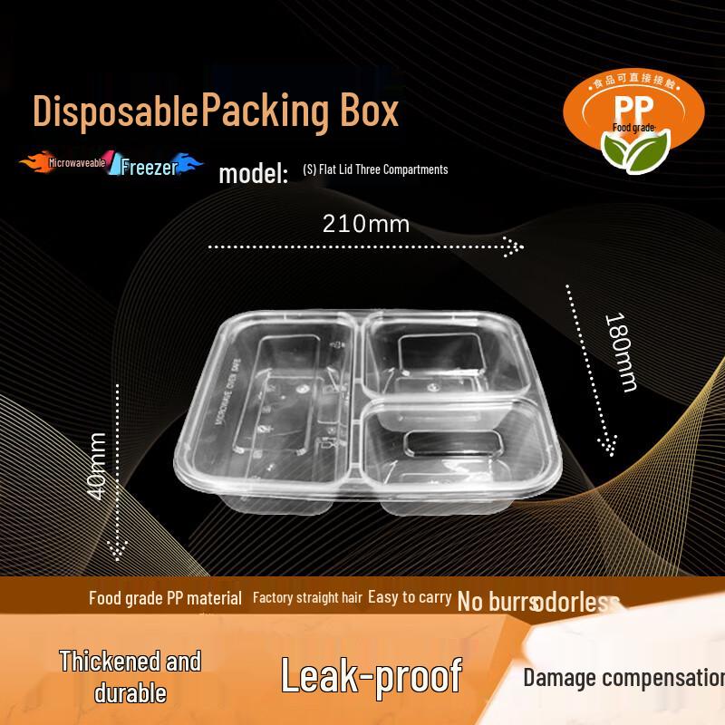WEISHENG Disposable 3-Compartment Meal Box