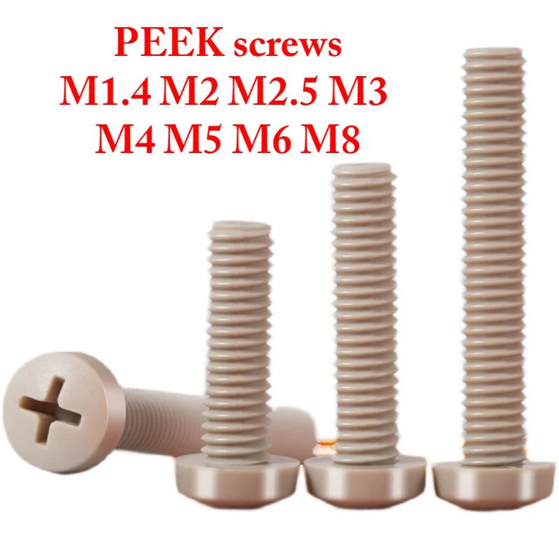 

M1.4 M2 M2.5 M3 M4 M5 M6 M8 x 3-80mm PEEK Philips Cross Pan Head Bolts Screw Machine Anti Corrosion High Temperature M2x3mm1 PC