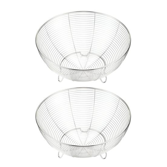 

Набор из 2 корзин для фруктов из нержавеющей стали, большие корзины для хранения на столешнице для фруктов, овощей, закусок, хлеба, современная проволочная фруктовая чаша для кухонной стойки 2pcs M