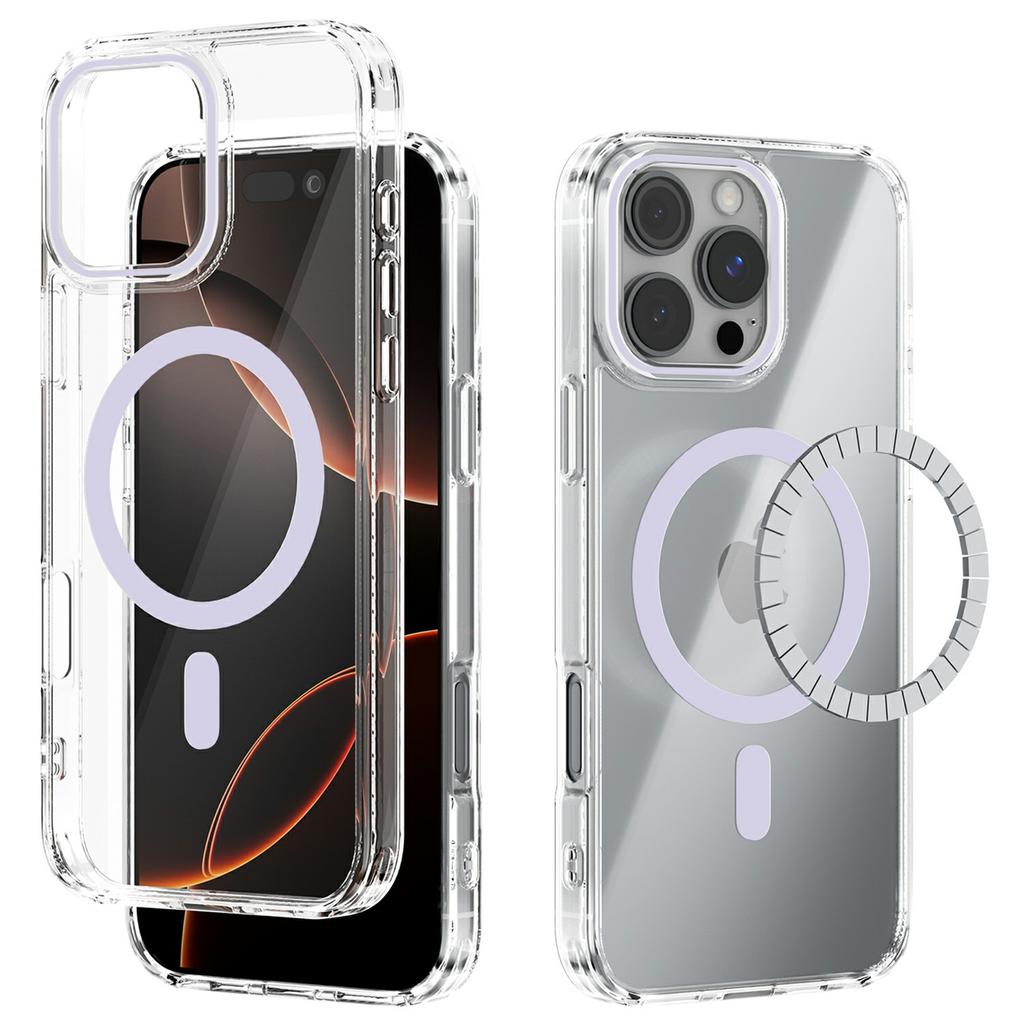 For iPhone 16 Pro Max Case Compatible with MagSafe Anti Scratch Clear TPU PC Phone Back Cover