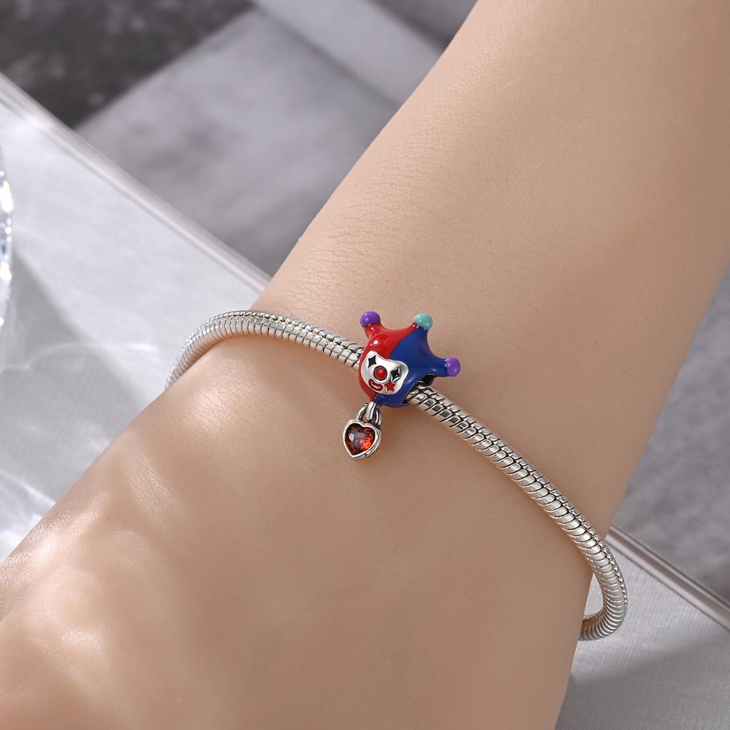 Original Charms  Copper Red Heart Clown Beads Fit Charms Plata  Bracelets For Women Jewelry Making Diy