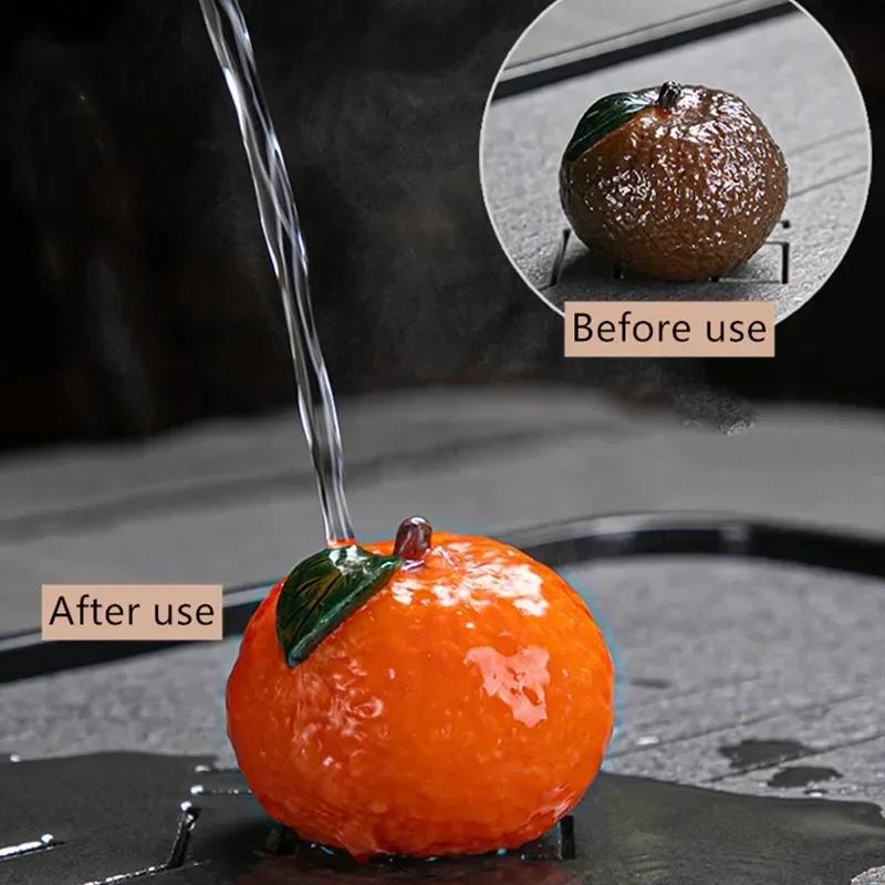

Chinese Resin Color Changing Tea Pet Lucky Orange Model Tea Figurine Ornaments Home Tea Set Decoration Accessories Crafts