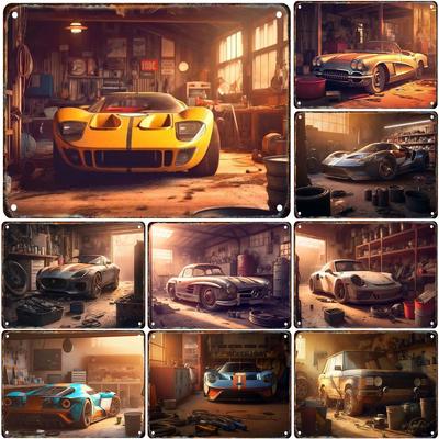 Vintage Classic Sports Car Metal Tin Signs Wall Art Posters Plate Wall Decor for Game Room Bars Man Cave Cafe Clubs Garage Retro