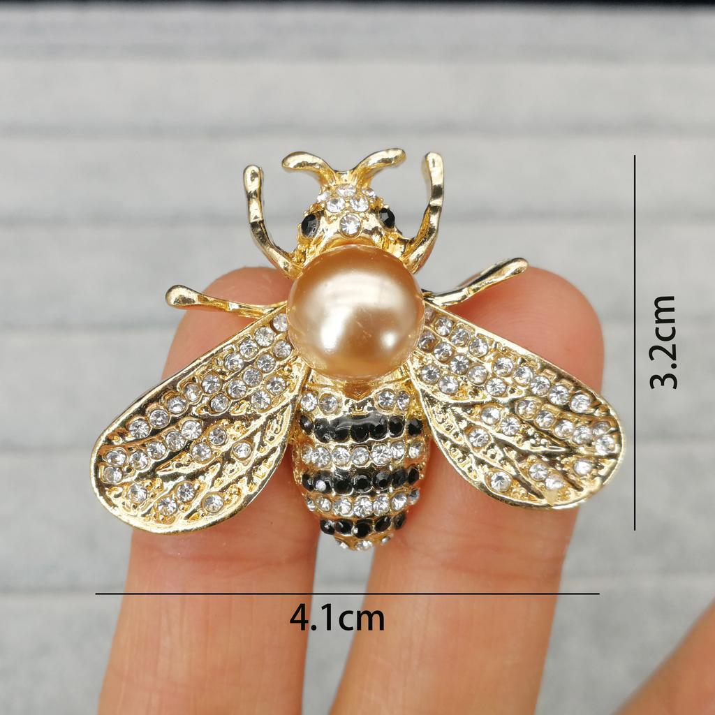 Luxus Vintage Damen Kristall Niedlich Emaille Biene Brosche Anstecknadeln Barock Perle Insekt Schmuck Brosche Für Dame Abzeichen Reversnadeln Geschenke