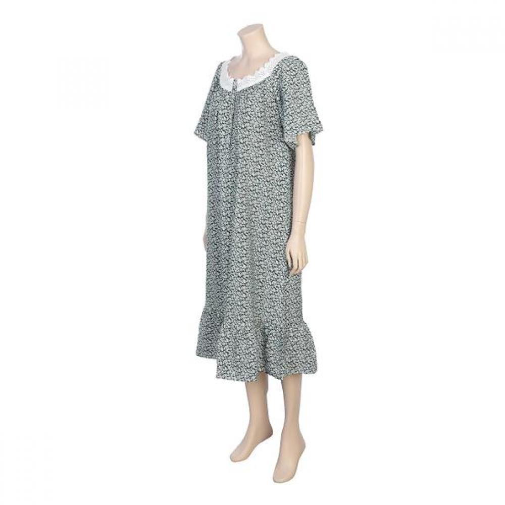 BARBARA Women S Green Leaf Rayon Homewear dreSS Agw4621l