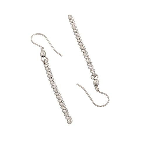 Estele Rhodium Plated Twisted Wire Dangle Earrings for Girl's and Women