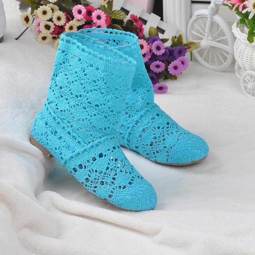 2025 Hollow Boots Shoes Breathable Knit Line Mesh Fashion High Help Summer Women's Boots High To Help Women's Shoes 11 Colors