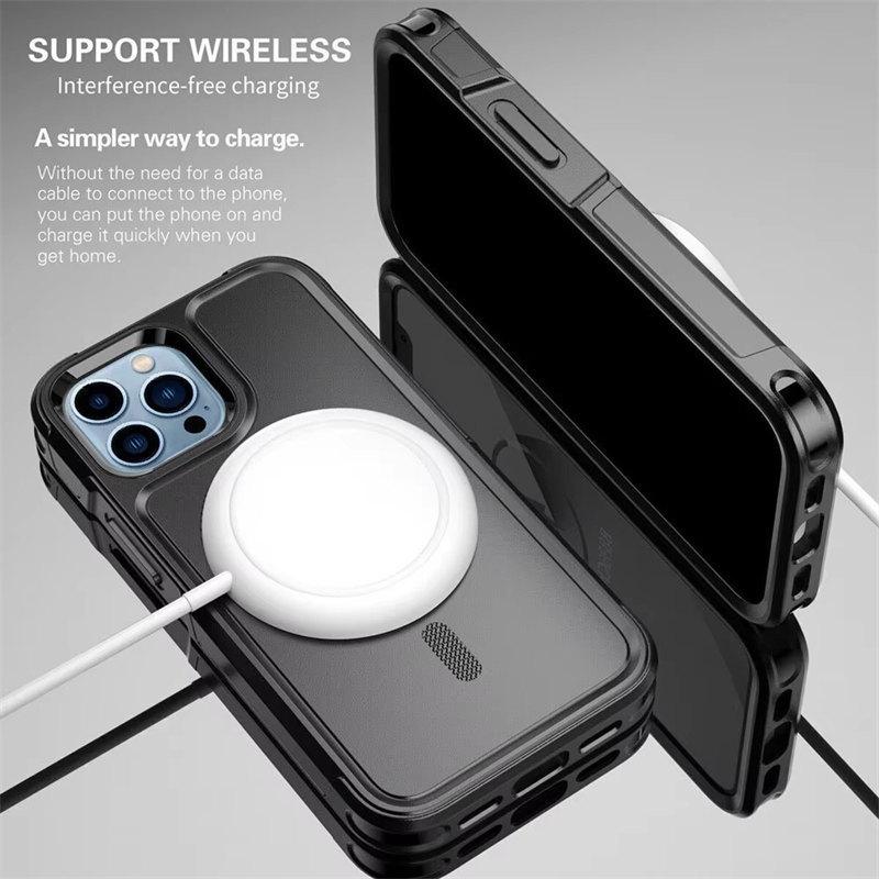For MagSafe Phone Case Pro iPhone 16 13 12 Pro Mini Max 11 15 14 Plus Nárazuvzdorný Heavy Duty Robustní magnetický hybridní matný kryt