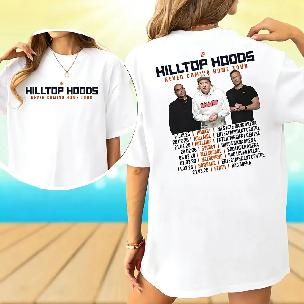 2026 Summer Fashion Trendy Tee 2-sided Hilltop Hoods 2026 Tour Australia T-Shirt - Concert Band Merch - Comfortable Retro Fashion T-Shirt