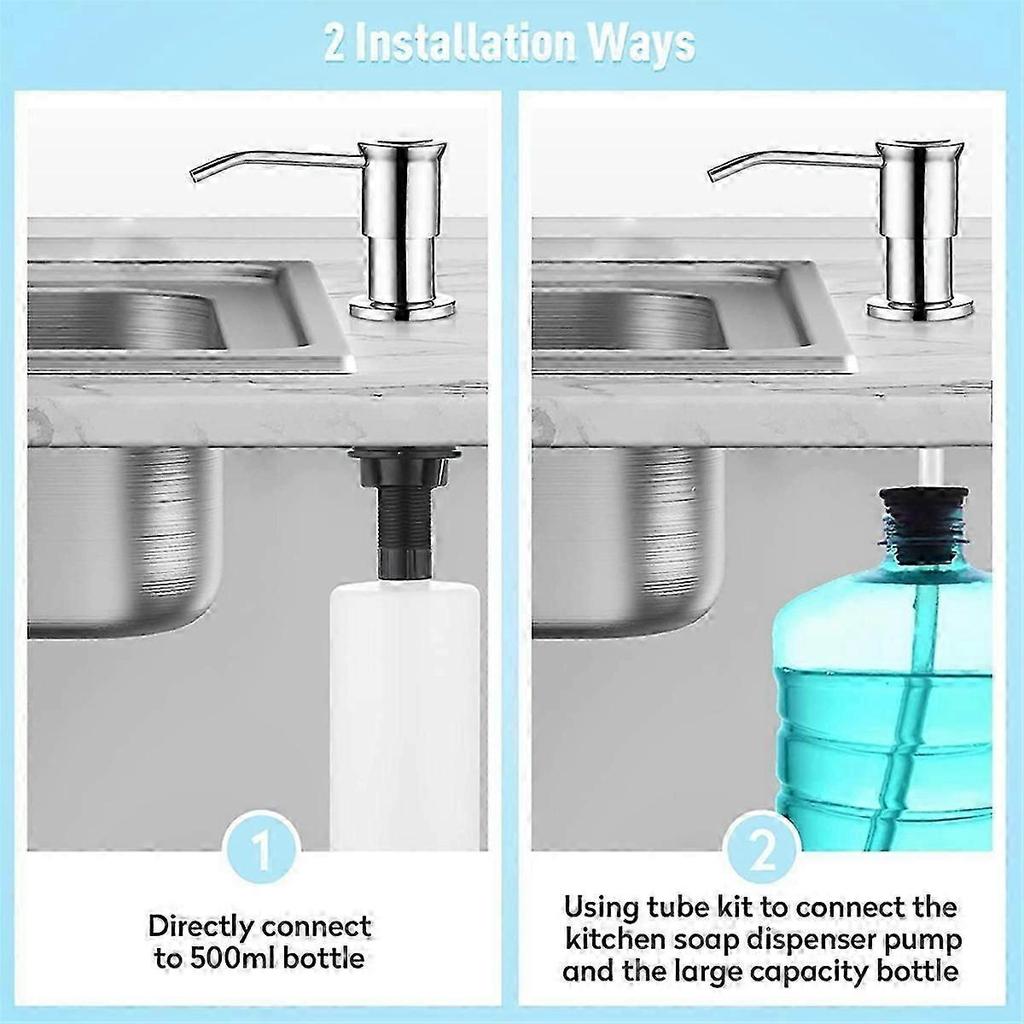 Kitchen Soap Dispenser Chrome Countertop Soap Dispenser for Kitchen Sink, Built in Sink Soap Dispen