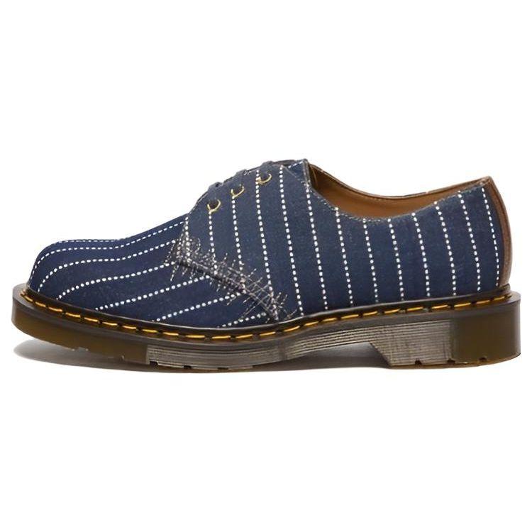 Dr. Martens Leather Round Toe Lace-Up Low-Top Casual Shoes Unisex Casual Shoes Blue 27509793