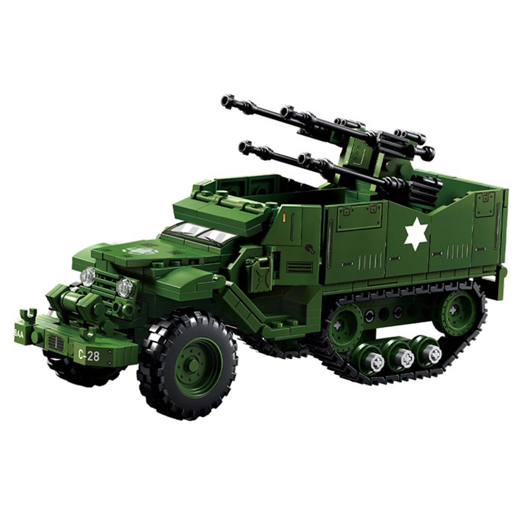 

Серия военных танков Второй мировой войны M16 Полугусеничная бронемашина Армейский грузовик Конструкторы Дети Детский День рождения Рождество Игрушка Подарки No Box