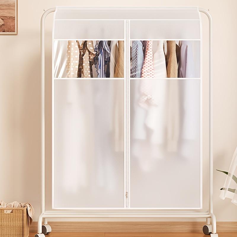 1pc Washable Transparent Garment Bag Dustproof Hanging Clothes Cover with Magic Tape Closure, Polyester Storage Organizer for Home Use
