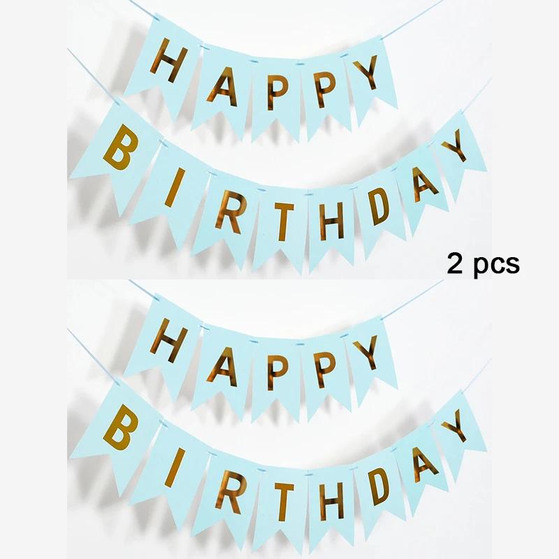Happy Birthday Streamers Hot Stamping Dovetail Pull Flag Living Room Garden Mall Cafe Children Birthday Party Decoration Banners