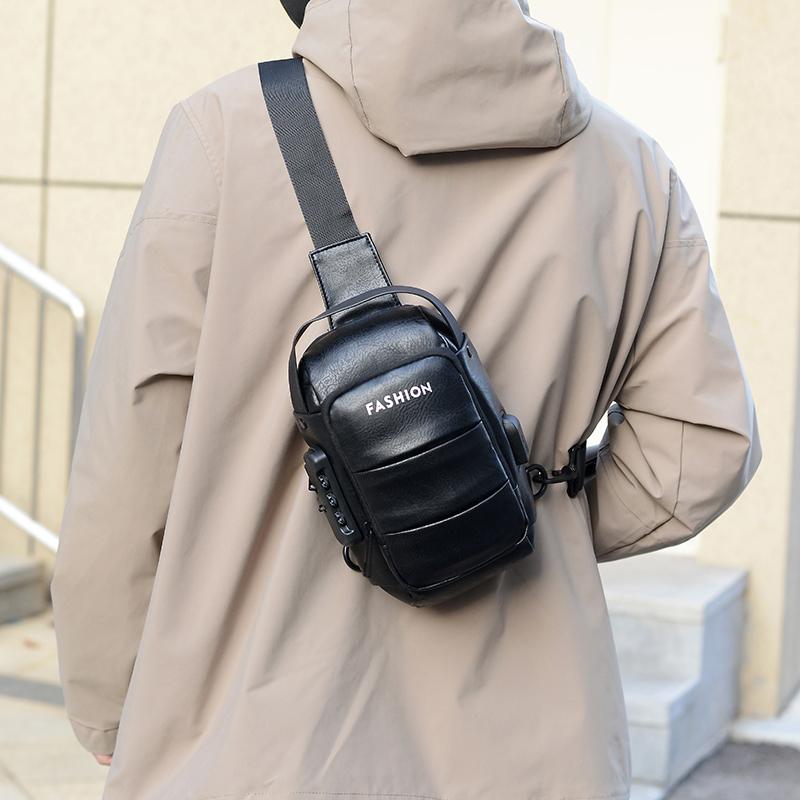 Men's Chest Bag Large Capacity Anti-theft Shoulder Bag USB Crossbody Bag