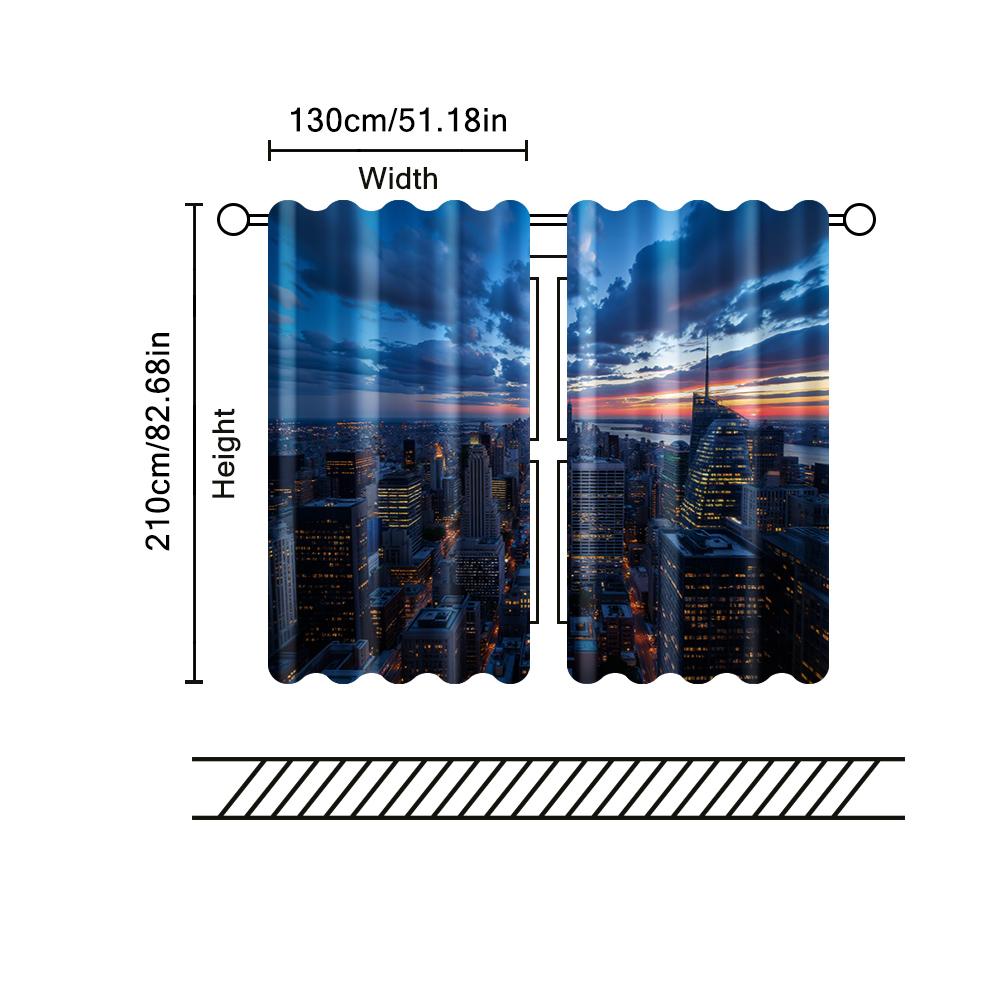 Filtering Curtains Excluding Rods Non Movable Without Batteries Building Landscape Use Bedrooms Living Set Of 2 Made Polyester Sleeping Area Decor
