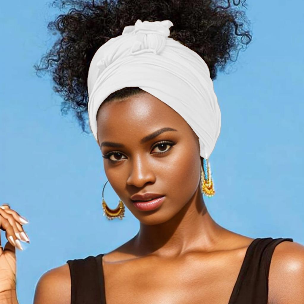 Dehnbarer Jersey-Turban Afrikanisches Stirnband Einfarbige Superweiche Extra lange Atmungsaktive Kopfbedeckung Für Damen