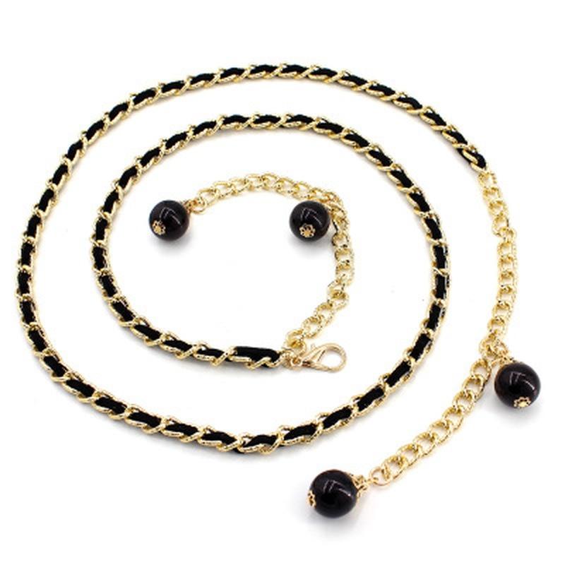 Fashion Elegant Ladies Pearl Waist Chain Metal Chain Belt Wild Waistband Women Dress Decoration Belts Slim Belt