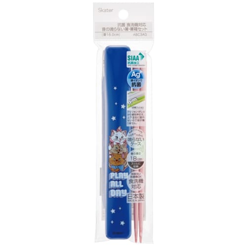 Skater Chopsticks and Chopstick Case Set, 18cm, Antibacterial, Disney Classic "The Aristocats" Design, Made in Japan, ABC3AG-A