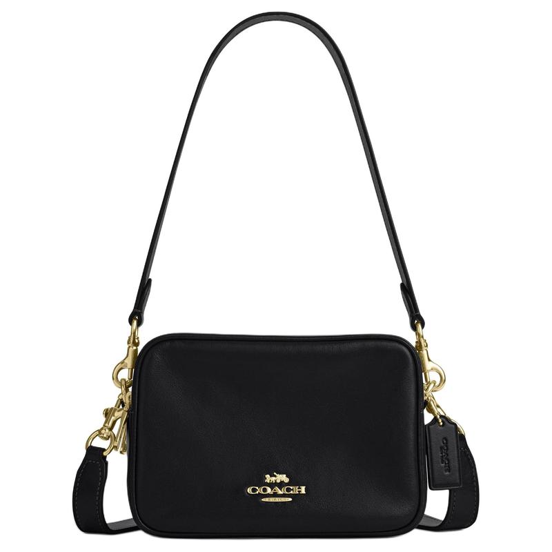 

COACH shoulder bag CAREY 19 detachable handle strap, double zipper closure, external magnetic buckle bag, cow leather bag, mini, same style for men чёрный