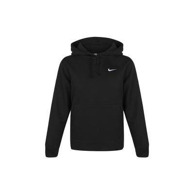 Einfarbiger Fleece-Hoodie mit gesticktem Logo für Damen, Schwarz BV4119-010