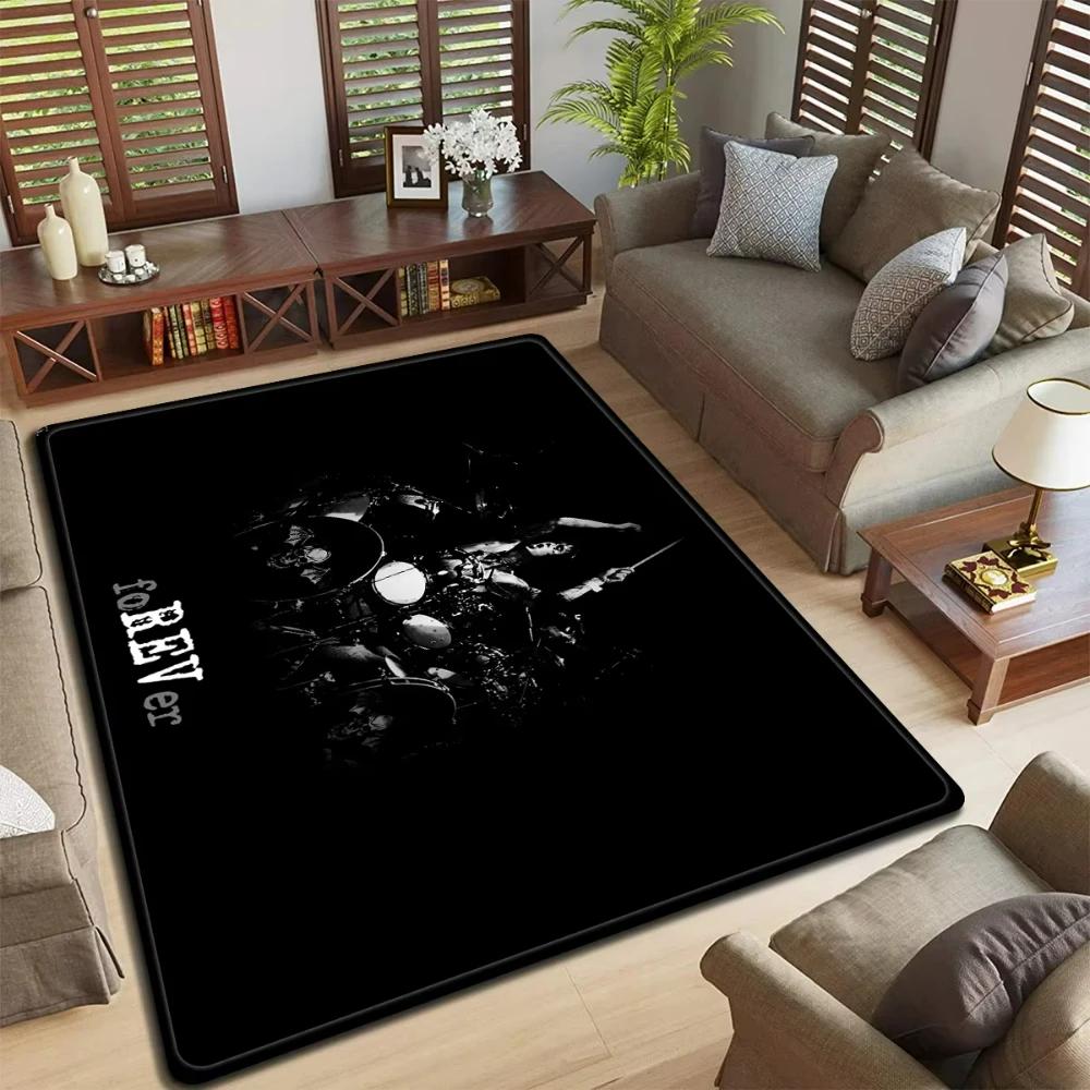 Band Logo Music Rock and Roll Pattern Carpet for Living Room Bedroom Non-Slip Soft Rug Kitchen Floor Mat Entrance Doormat